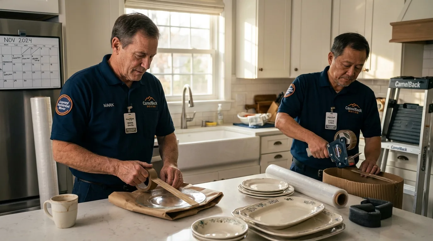 Professional crew packing kitchen dishware in Georgetown, KY
